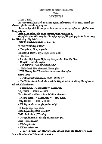 Kế hoạch bài dạy Toán + Tiếng Việt 3 - Tuần 25 - Năm học 2021-2022 - Nguyễn Thị Thảo