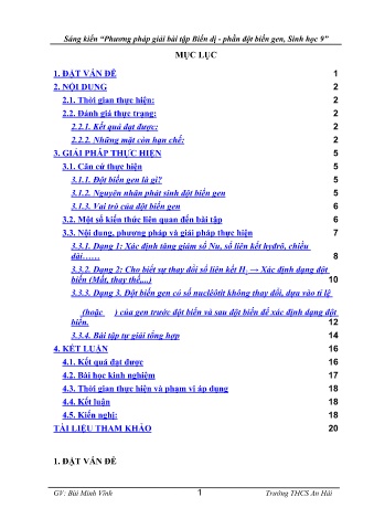Sáng kiến kinh nghiệm Phương pháp giải bài tập biến dị - Phần đột biến gen, Sinh học 9