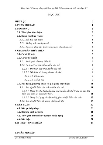 Sáng kiến kinh nghiệm Phương pháp giải bài tập đột biến nhiễm sắc thể, Sinh học 9