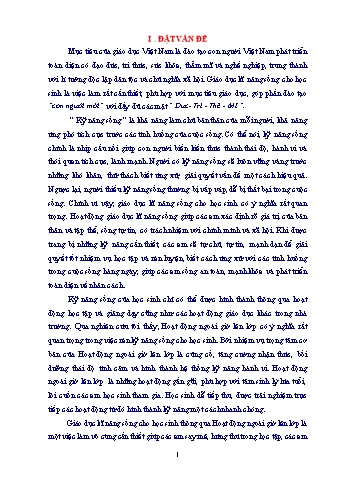 SKKN Một số biện pháp giáo dục kĩ năng sống cho học sinh thông qua hoạt động ngoài giờ lên lớp