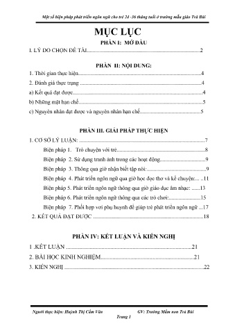 SKKN Một số biện pháp phát triển ngôn ngữ cho trẻ 24 -36 tháng tuổi ở trường Mẫu giáo Trà Bùi