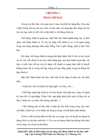SKKN Một số biện pháp rèn kỹ năng viết đúng chính tả cho học sinh Lớp 2 tại Trường PTDT Bán trú Tiểu học số 1 Hương Trà