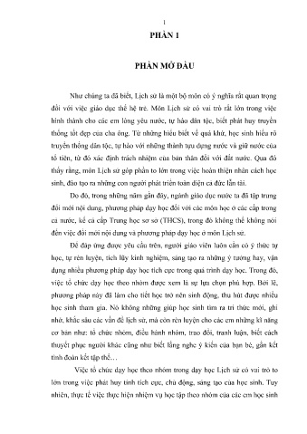 SKKN Nâng cao chất lượng dạy học môn Lịch sử 8 ở Trường Trung học cơ sở Phổ An với việc tổ chức dạy học theo nhóm