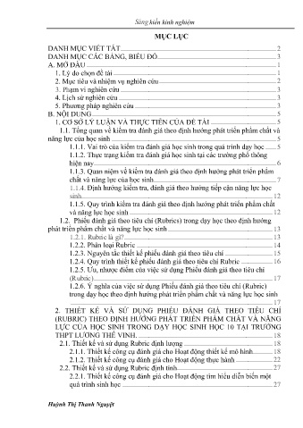 SKKN Thiết kế và sử dụng phiếu đánh giá theo tiêu chí (Rubric) trong dạy học Sinh học 10 - Chương trình giáo dục phổ thông 2018