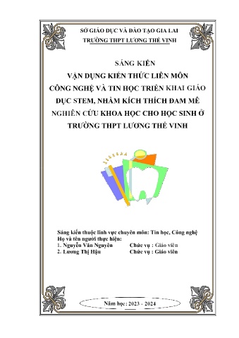SKKN Vận dụng kiến thức liên môn Công nghệ và Tin học triển khai giáo dục Stem, nhằm kích thích đam mê nghiên cứu khoa học cho Học sinh ở trường THPT Lương Thế Vinh