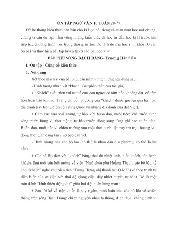 Tài liệu ôn tập môn Ngữ văn Lớp 10 - Tuần 20+21