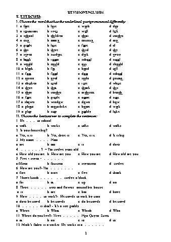 Tài liệu ôn tập Tiếng Anh Lớp 6
